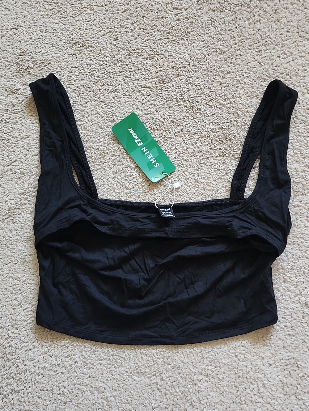 SHEIN Black Scoop Crop Tank Top